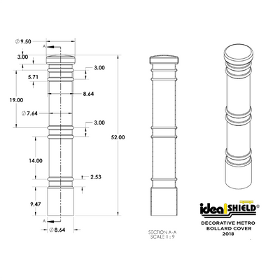 Ideal Shield Metro Bollard Covers for 4" and 6" Pipe - S4 Bollards
