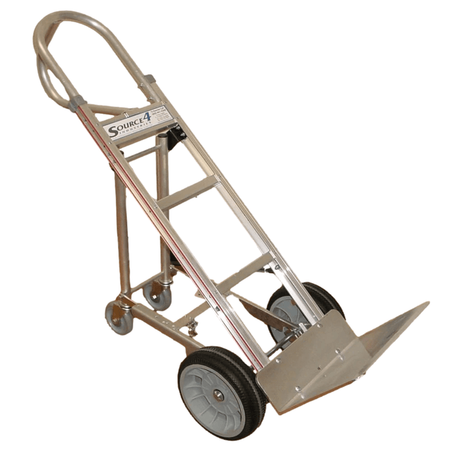 B&P Aluminum Hand Truck 52" w/ 4th Wheel Attachment - 600lb Capacity - B&P Manufacturing