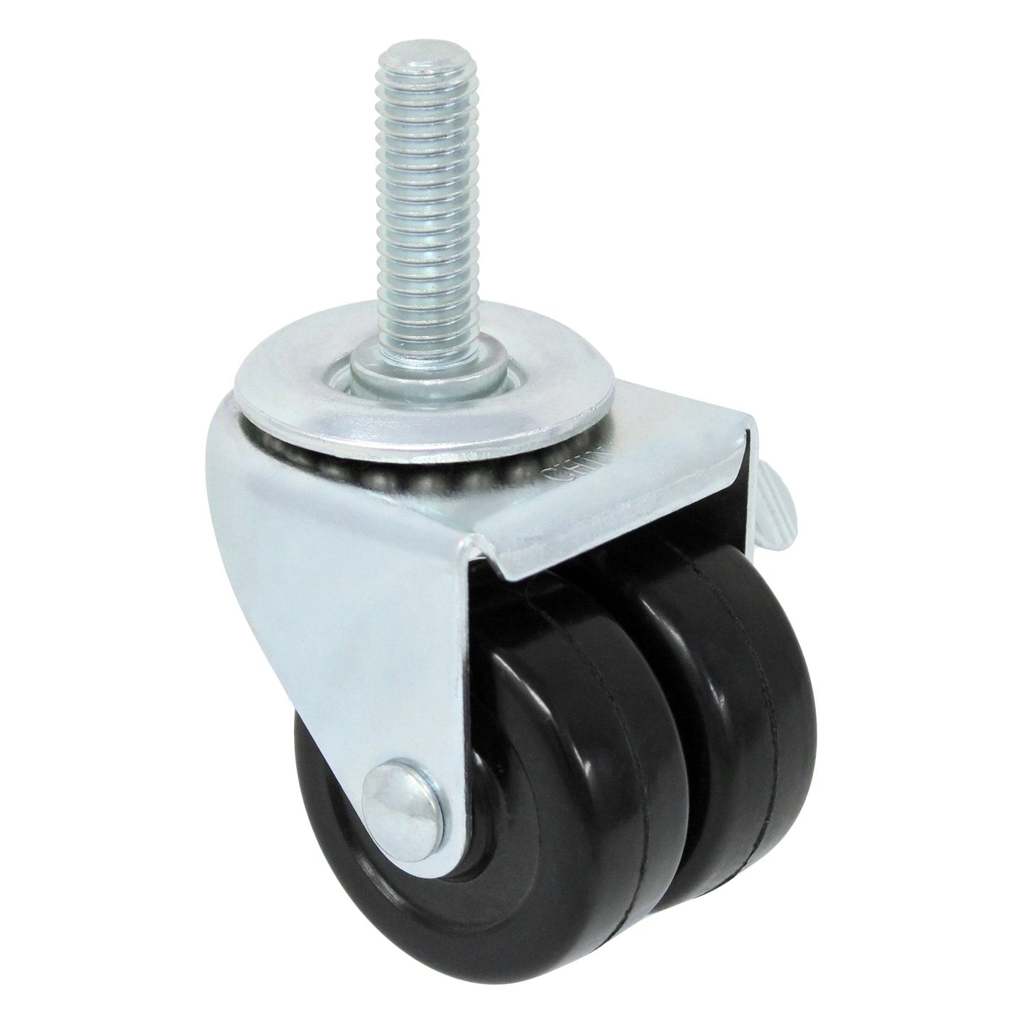 2" Double Wheel Hard Rubber Threaded Swivel Stem Caster - 200 lbs. Capacity (4-Pack) - Durable Superior Casters