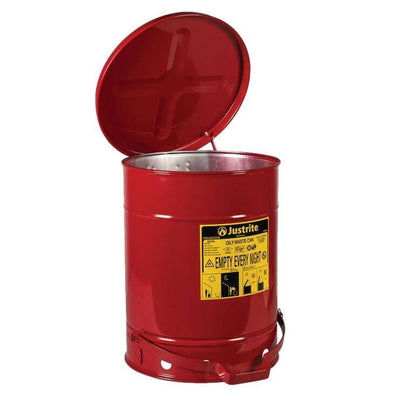 Oily Waste Can, 10 gallon (34L), Foot-Operated Self-Closing cover - Justrite
