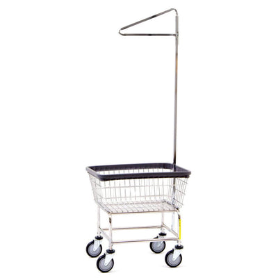 Narrow Laundry Cart with Single Pole Rack - R&B Wire