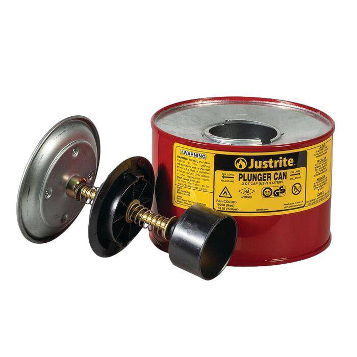 Plunger Dispensing Can, 2 quart (2L), Steel - Justrite