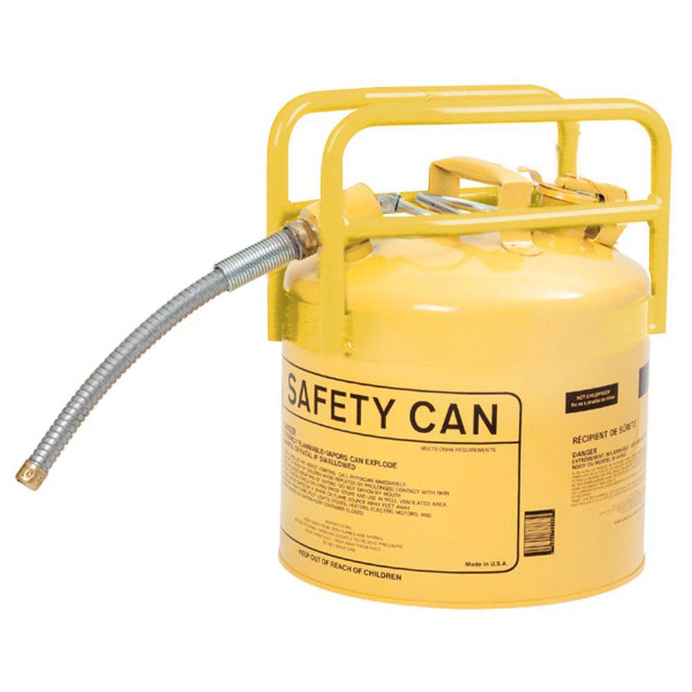DOT Type II Safety Can For Diesel 5 Gal, Ylw Galv. Steel, 7/8" Hose - Eagle Manufacturing