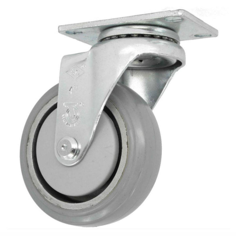 4" x 1-1/4" Mold-On Rubber Aluminum Wheel Swivel Caster - 250 lbs. capacity - Durable Superior Casters