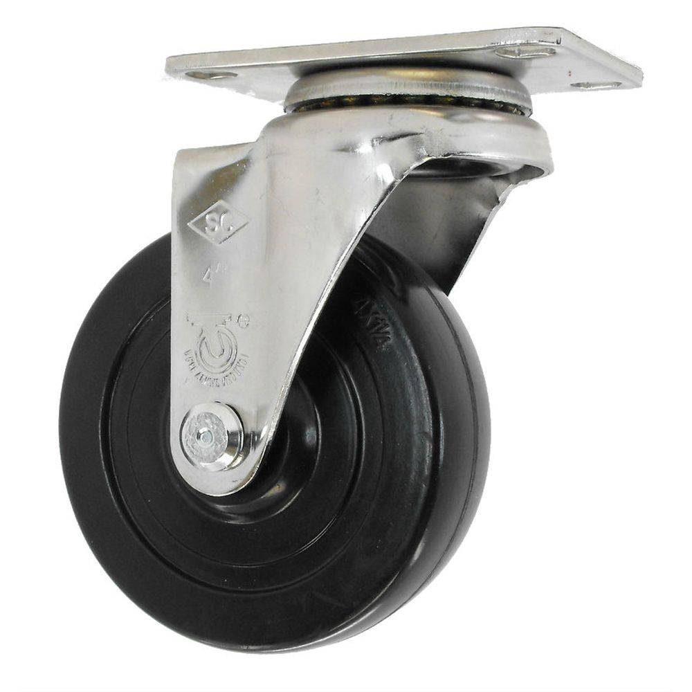 4" x 1-1/4" Soft Rubber Wheel Swivel Caster Stainless Steel - 245 lbs. Capacity - Durable Superior Casters