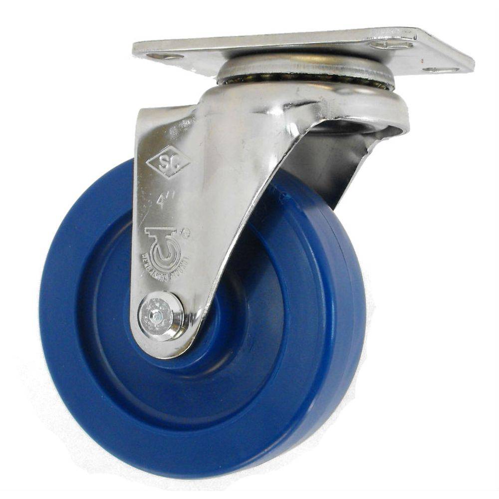 4" x 1-1/4" DuraLastomer Wheel Swivel Caster Stainless Steel - 350 lbs. Cap. - Durable Superior Casters