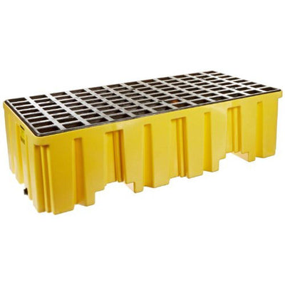 2 Drum Pallet Yellow w/ Drain - Eagle Manufacturing