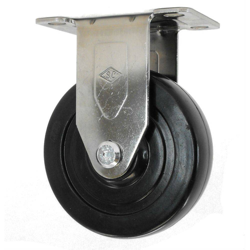 4" x 1-1/4" Hard Rubber Wheel Rigid Caster Stainless Steel - 350 lbs. Capacity - Durable Superior Casters