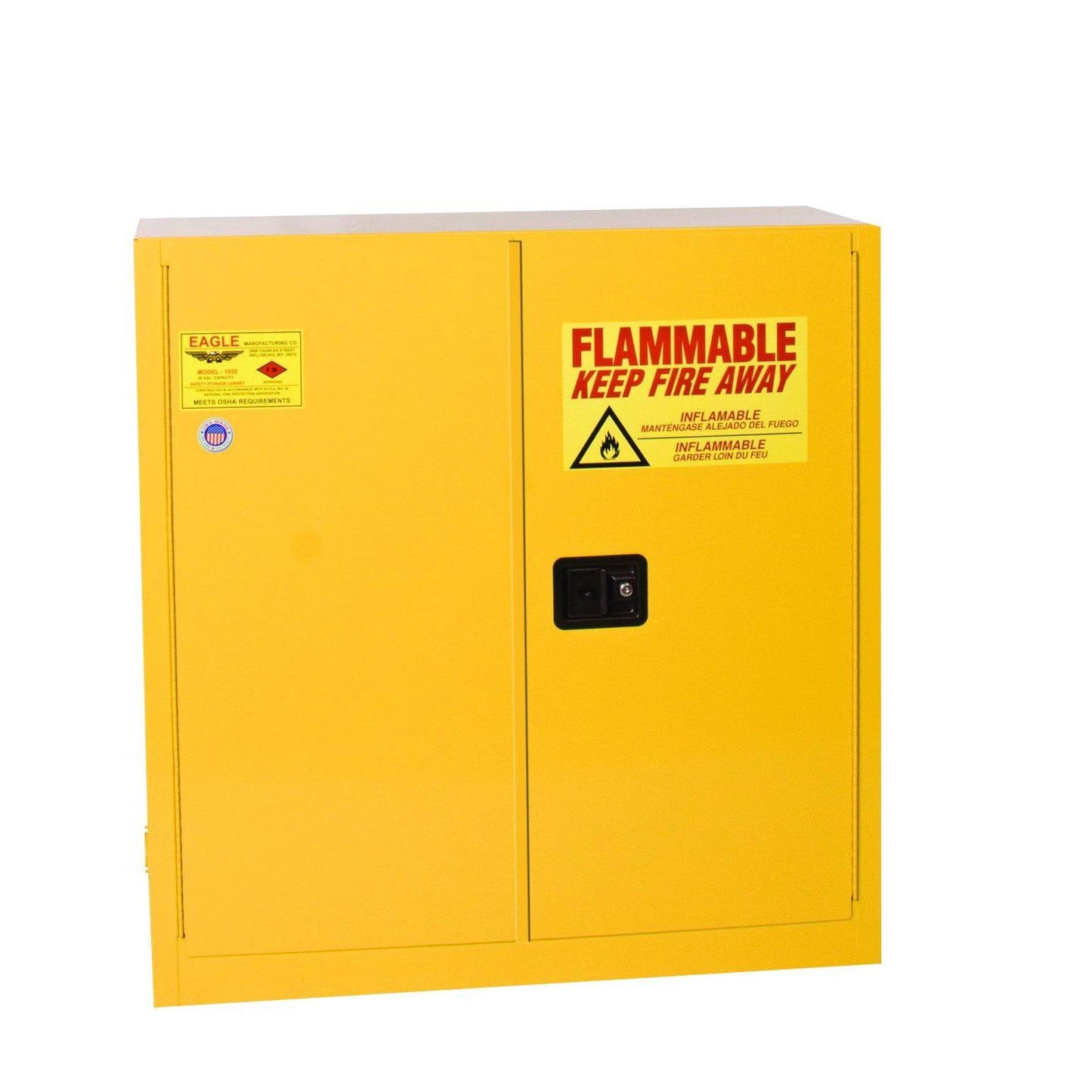 Flammable Liquid Safety Storage Cab., 30 Gal. Ylw, 2-Dr, Manual Close - Eagle Manufacturing