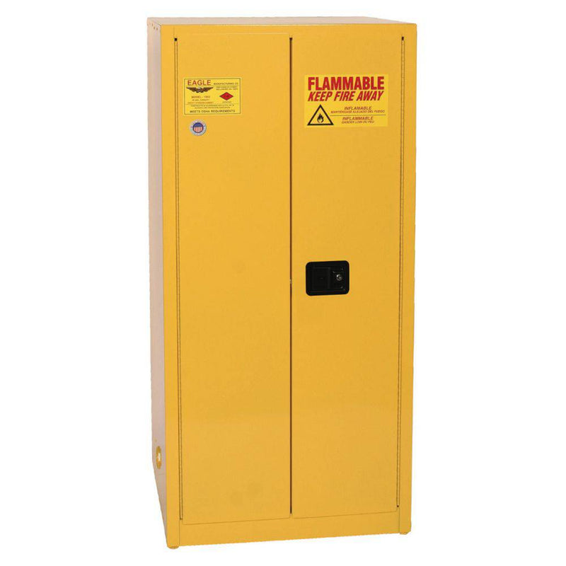 Flammable Liquid Safety Storage Cabinet, 60 Gal. Ylw, 2-Dr, Self Close - Eagle Manufacturing