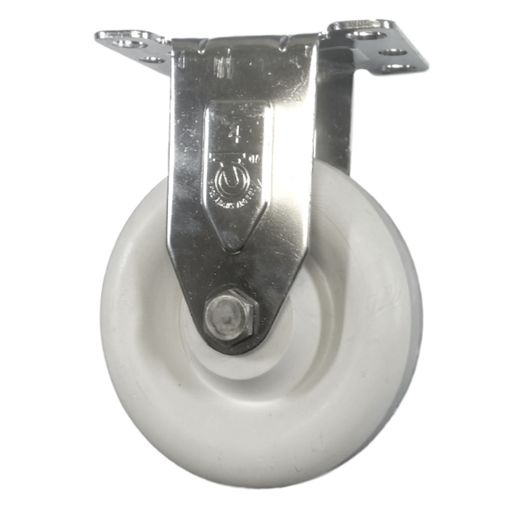4" x 1-1/4" Polyolefin Wheel Rigid Caster Stainless Steel - 350 lbs Capacity - Durable Superior Casters