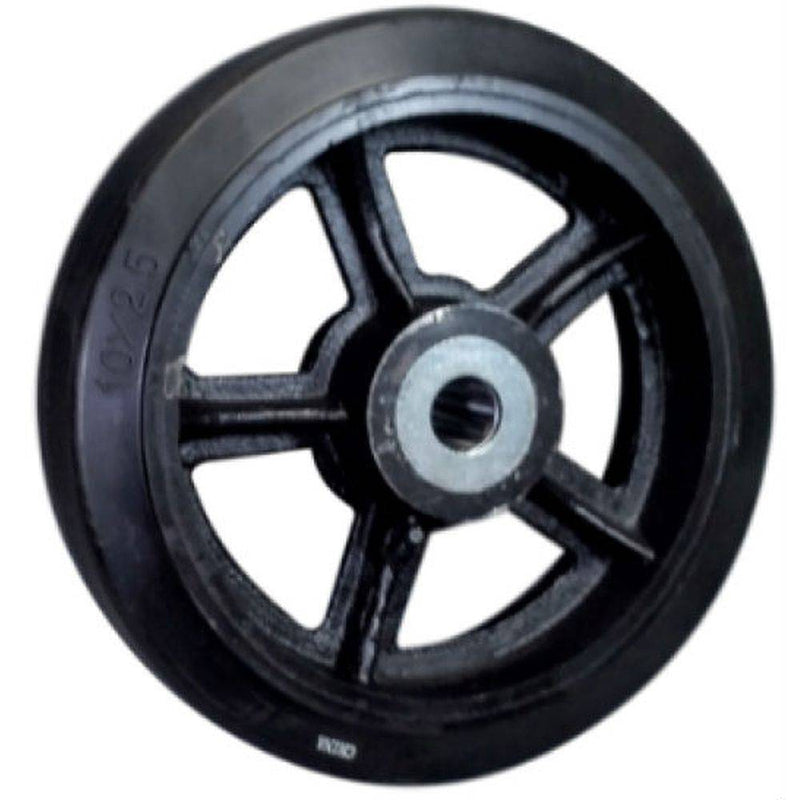 10" x 2-1/2" Mold-On Rubber Cast Iron Wheel - 1000 lbs. capacity - Durable Superior Casters