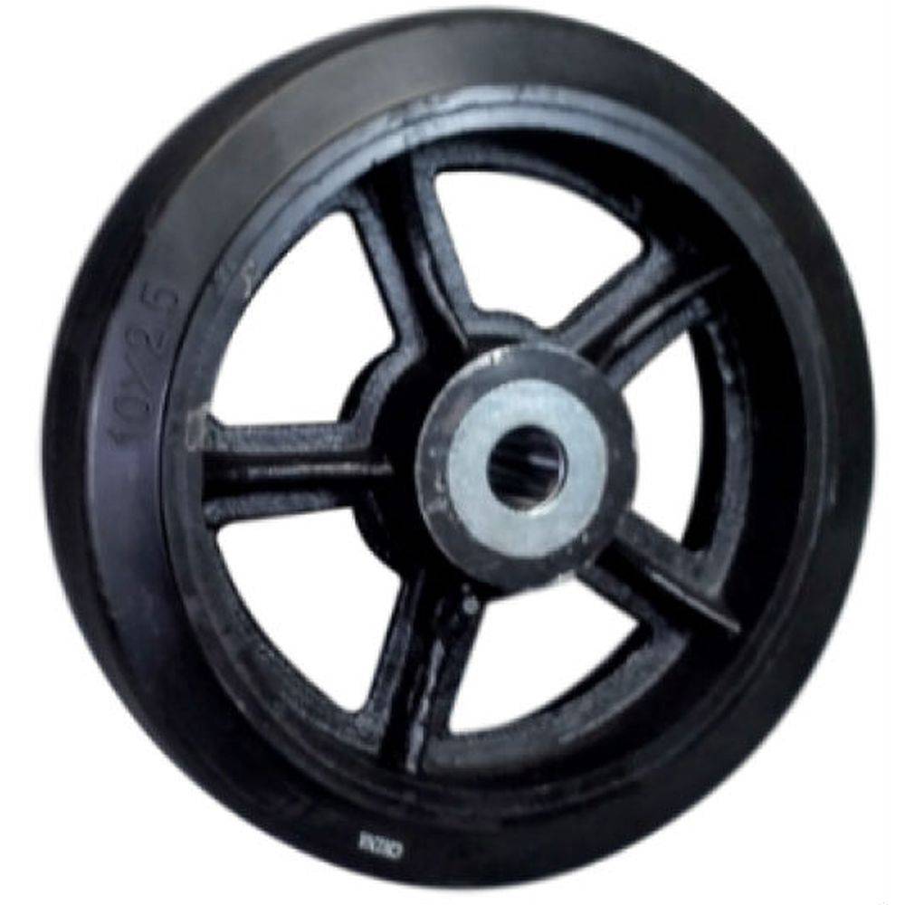 10" x 3" Mold-On Rubber Cast Iron Wheel - 1000 lbs. Capacity - Durable Superior Casters