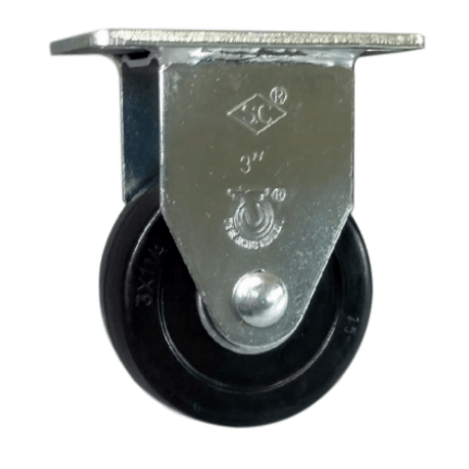 3" x 1-1/4" Soft Rubber Wheel Rigid Caster - 300 lbs. Capacity - Durable Superior Casters