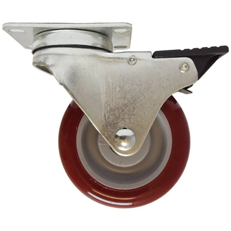 4" x 1-1/4" Polymadic Wheel Swivel Caster W/ Total Lock Brake - 325 lbs. Cap. - Durable Superior Casters