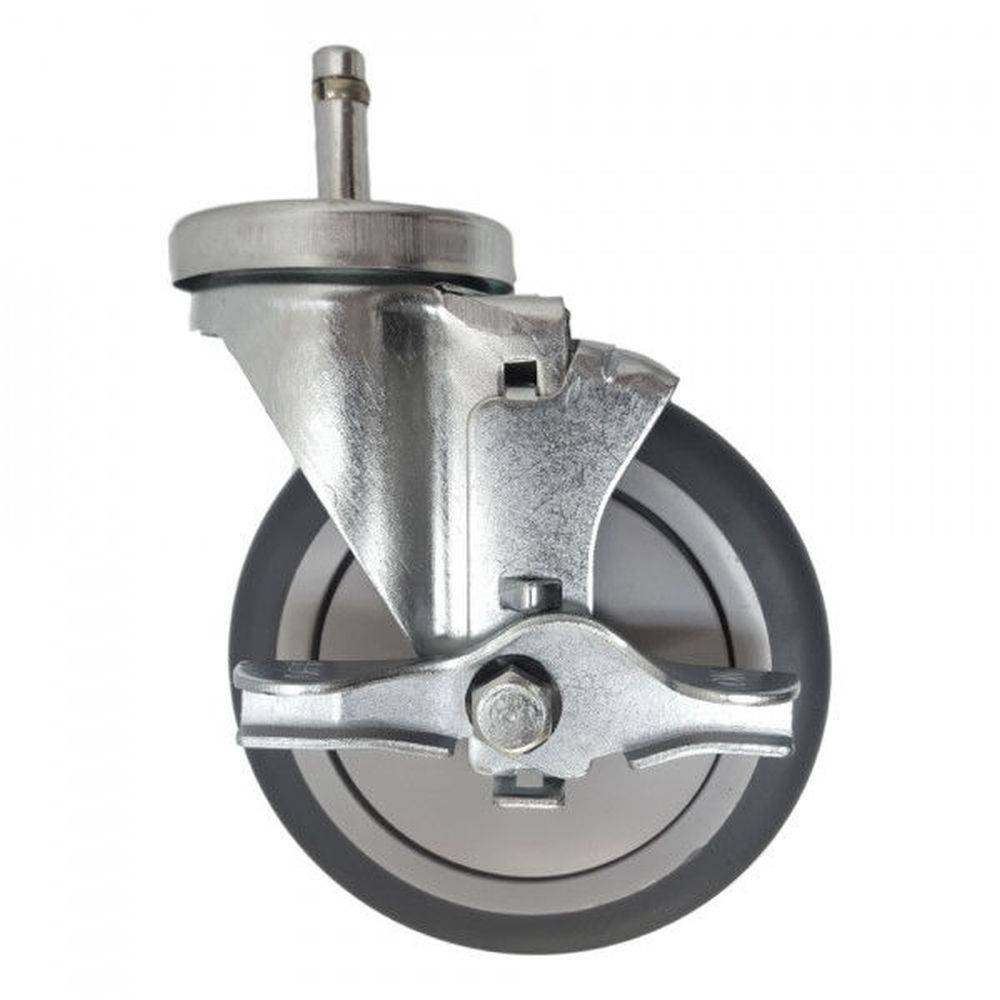 5" x 1-1/4" Thermo-Pro Swivel Grip Ring Stem Caster (7/16"), Top Lock Brake, 300 lb. Cap - Durable Superior Casters