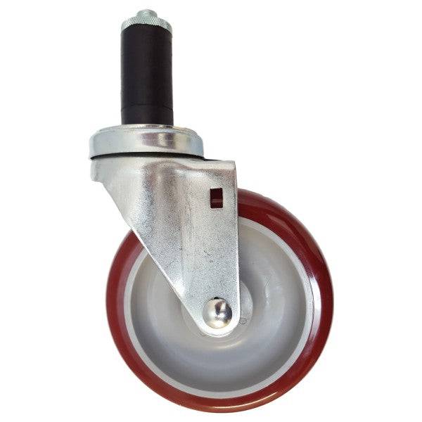 5" x 1-1/4" Polymadic Threaded Swivel Stem Caster, Expandable Adapter, 350# Cap - Durable Superior Casters
