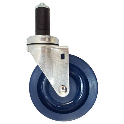 5" x 1-1/4" Duralastomer Thread Swivel Stem Caster, Expandable Adapter,350# Cap - Durable Superior Casters