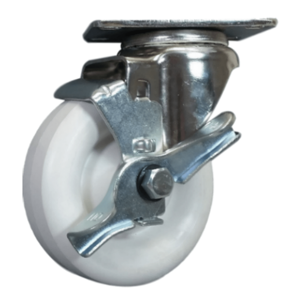 4" x 1-1/4" Polyolefin Wheel Swivel Caster w/ Top Lock Brake - 350 lbs. Cap. - Durable Superior Casters