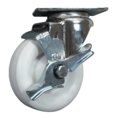 4" x 1-1/4" Polyolefin Wheel Swivel Caster w/ Top Lock Brake - 350 lbs. Cap. - Durable Superior Casters
