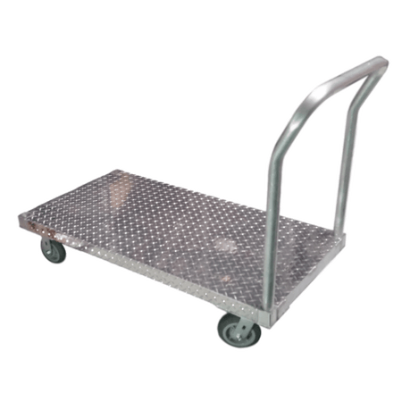 B&P Aluminum Platform Truck 24"W X 48"L - 2,000lb Cap. - Diamond Plate - B&P Manufacturing