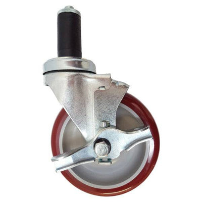 5" x 1-1/4" Polymadic Thread Stem Caster, Expandable Adapter, Brake 340# Cap - Durable Superior Casters