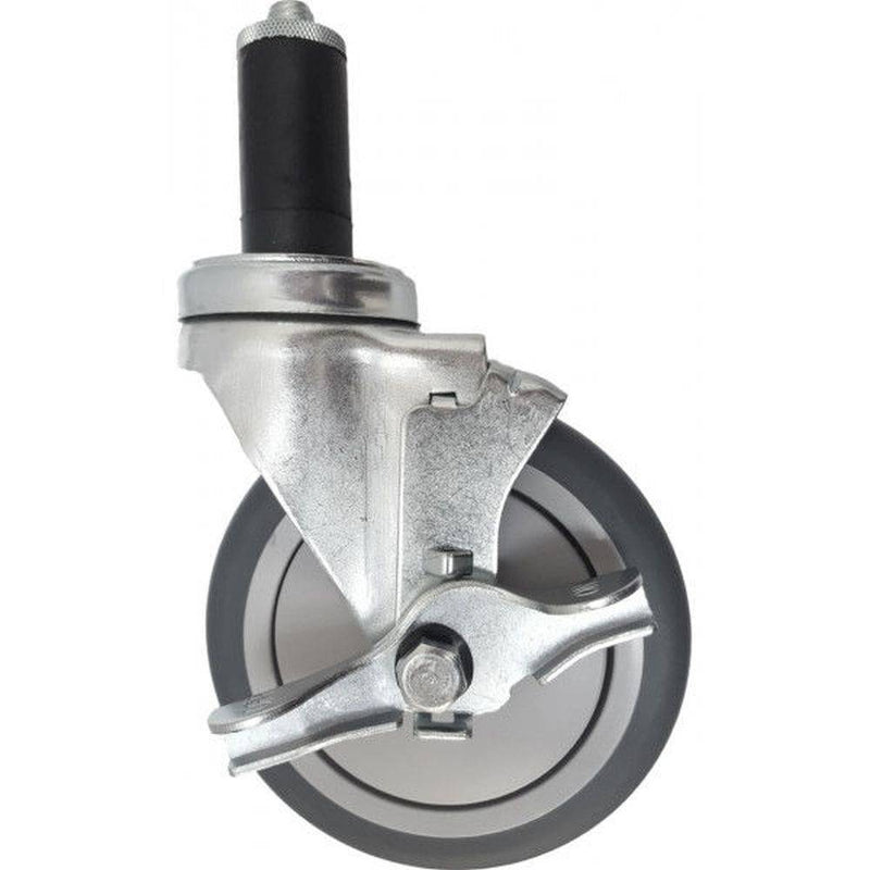 5" x 1-1/4" Thermo-Pro Thread Stem Caster, Expandable Adapter, Brake 300# Cap - Durable Superior Casters