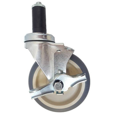 5" x 1-1/4" Thermo-Pro Thread Stem Caster, Expandable Adapter, Brake, 300# Cap - Durable Superior Casters