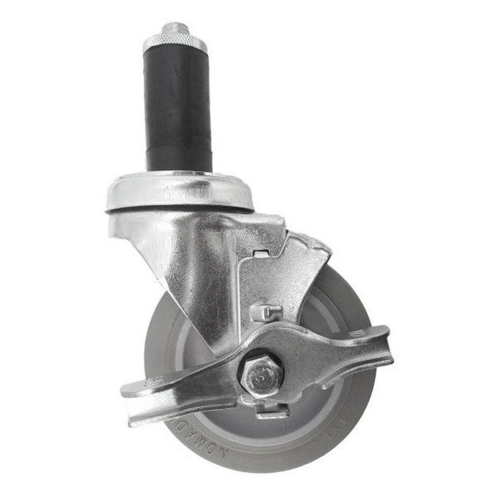 4" x 1-1/4" Nomadic Threaded Stem Caster, Expandable Adapter, Brake,260# Cap - Durable Superior Casters