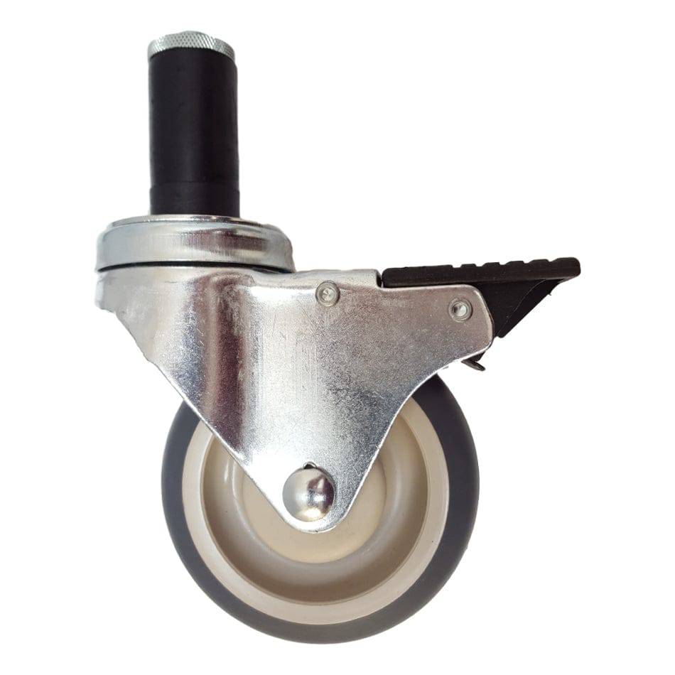 4" x 1-1/4" Thermo-Pro Thread Stem Caster,Exp Adapter/Plate,Total Lock Brake,250 lbs Capacity - Durable Superior Casters