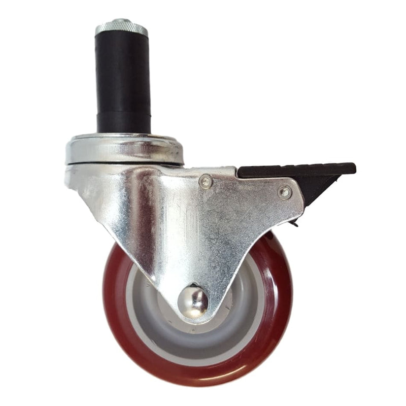 4" x 1-1/4" Polymadic Thread Stem Caster,Exp. Adapter,Total Lock Brake 350 lbs Capacity - Durable Superior Casters