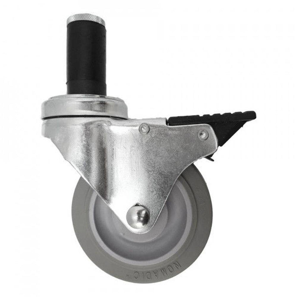 4" x 1-1/4" Nomadic Thread Stem Caster, Exp. Adapter, Total Lock Brake,260# Cap - Durable Superior Casters