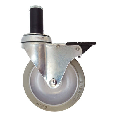 5" x 1-1/4" Nomadic Thread Stem Caster, Exp. Adapter, Total Lock Brake,325# Cap - Durable Superior Casters