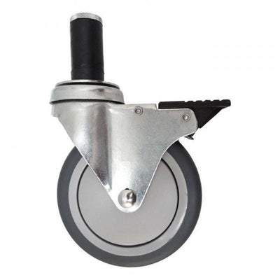 5" x 1-1/4" Thermo-Pro Thread Stem Caster,Exp Adapter,Total Lock Brake,300# Cap - Durable Superior Casters