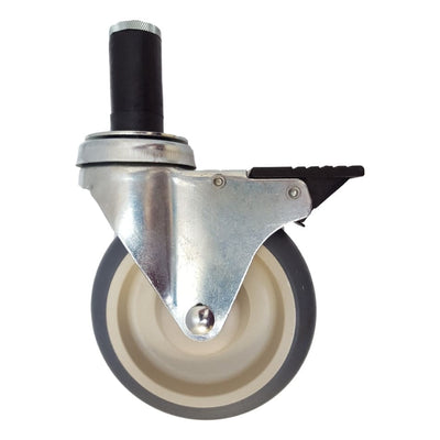 5" x 1-1/4" Thermo-Pro Thread Stem Caster,Exp Adapter,Total Lock Brake,300# Cap - Durable Superior Casters