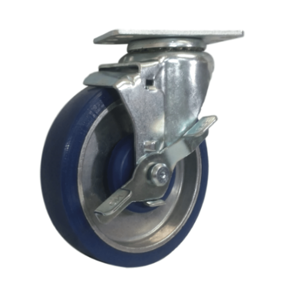 5" x 1-1/4" Polyon Aluminum Swivel Caster w/ Top Lock Brake - 350 lbs. Cap. - Durable Superior Casters