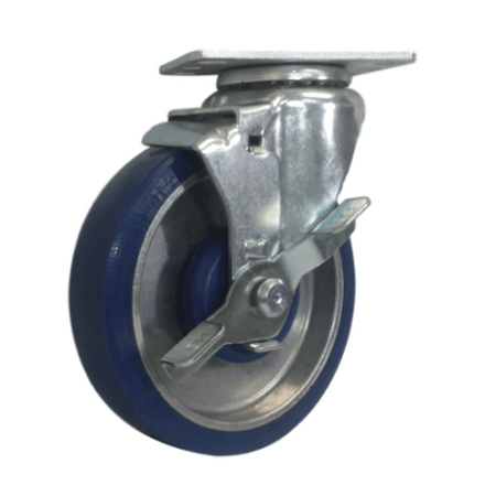 5" x 1-1/4" Polyon Aluminum Swivel Caster w/ Top Lock Brake - 350 lbs. Cap. - Durable Superior Casters