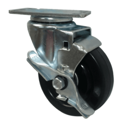 4" x 1-1/4" Soft Rubber Wheel Swivel Caster w/ Top Lock Brake - 350 lbs. Cap. - Durable Superior Casters