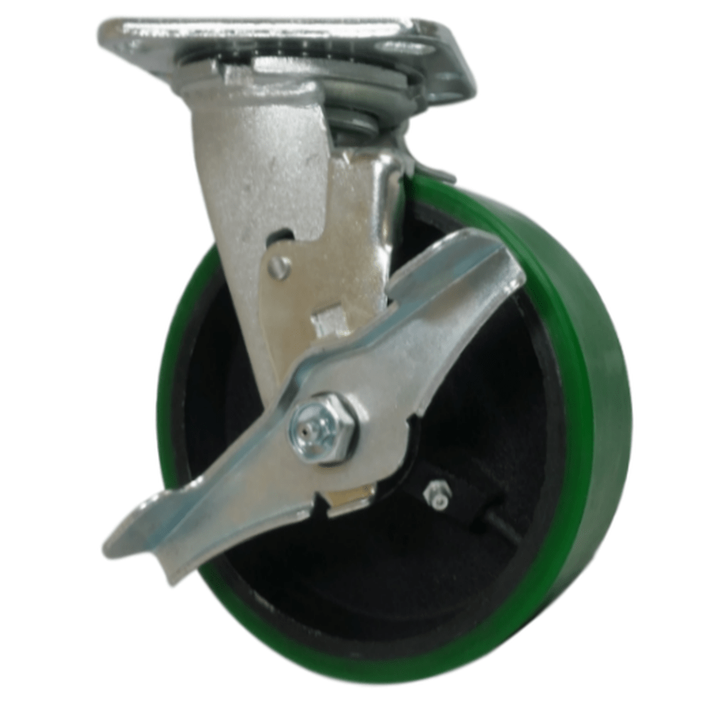 6" x 2" Polyon Cast Wheel Swivel Caster w/ Top Lock Brake - 1200 lbs. Cap. - Durable Superior Casters
