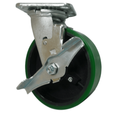 6" x 2" Polyon Cast Wheel Swivel Caster w/ Top Lock Brake - 1200 lbs. Cap. - Durable Superior Casters