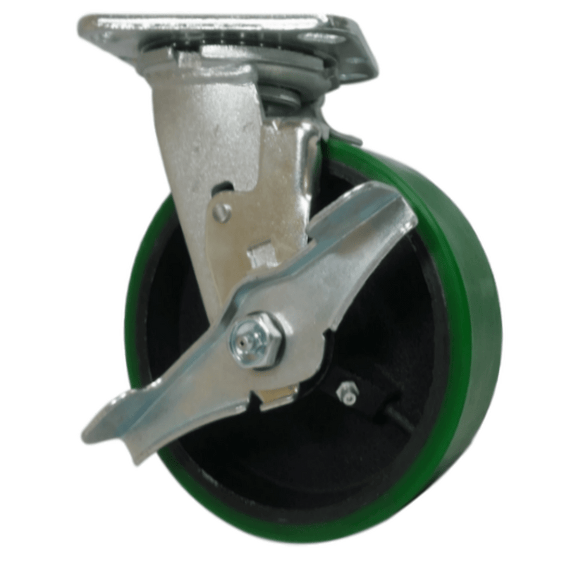 6" x 2" Polyon Cast Wheel Swivel Caster w/ Top Lock Brake - 1200 lbs. Cap. - Durable Superior Casters