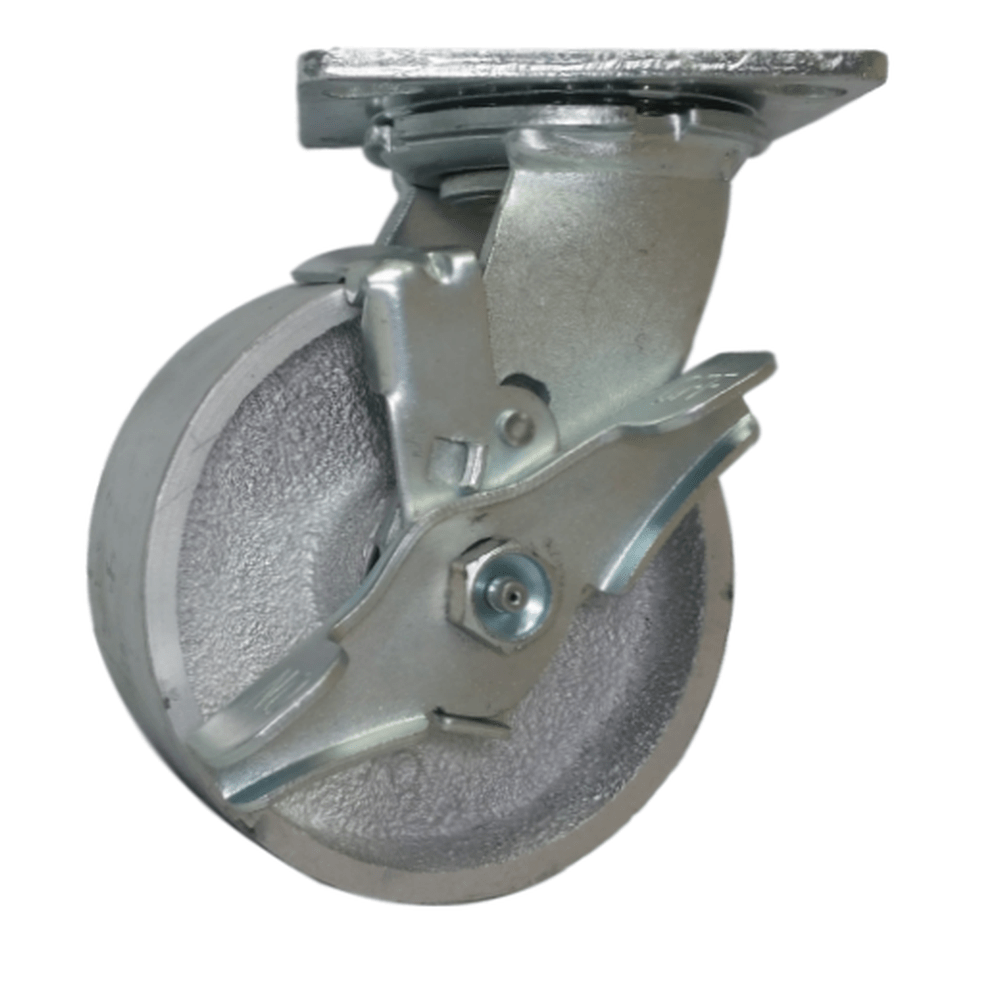 5" x 2" Semi-Steel Wheel Swivel Caster w/ Top Lock Brake - 1000 lbs. Cap. - Durable Superior Casters