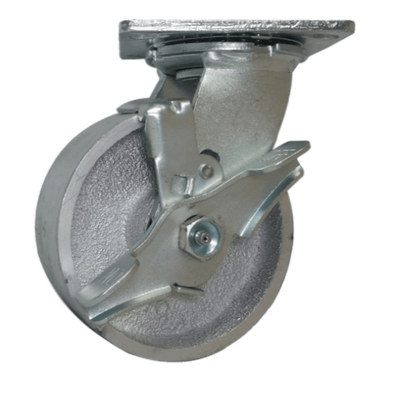 5" x 2" Semi-Steel Wheel Swivel Caster w/ Top Lock Brake - 1000 lbs. Cap. - Durable Superior Casters