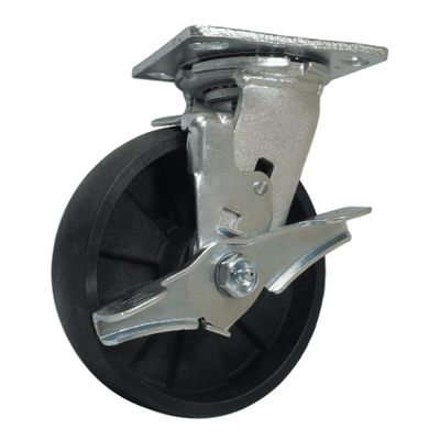 6" x 2" MaxRok Wheel Swivel Caster w/ Top Lock Brake - 1200 lbs. Capacity - Durable Superior Casters