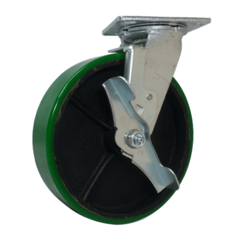 8" x 2" Polyon Cast Wheel Swivel Caster w/ Top Lock Brake - 1250 lbs. Cap. - Durable Superior Casters