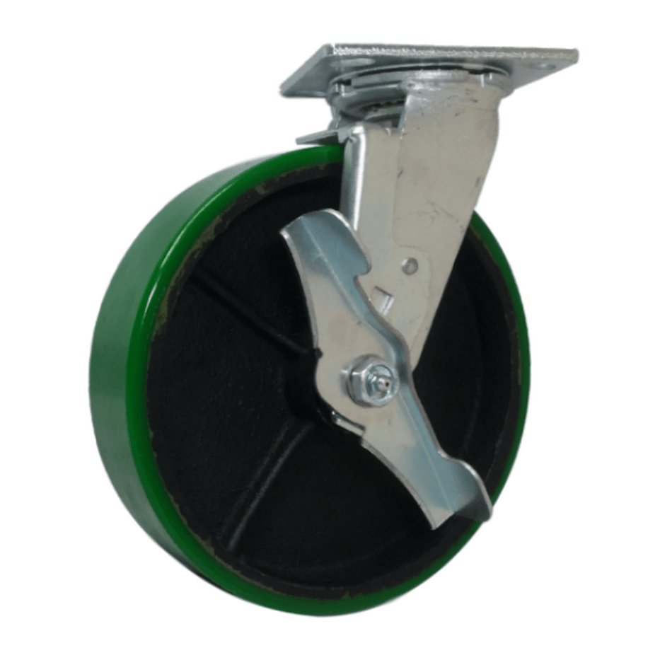 8" x 2" Polyon Cast Wheel Swivel Caster w/ Top Lock Brake - 1250 lbs. Cap. - Durable Superior Casters
