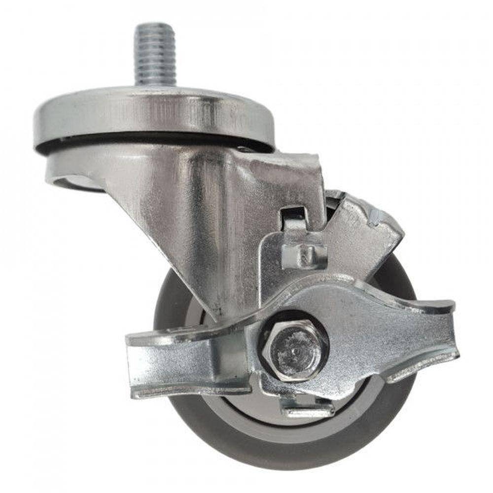 3" x 1-1/4" Thermo-Pro Threaded Swivel Stem Caster, Brake (1/2") 210 lbs. Cap - Durable Superior Casters