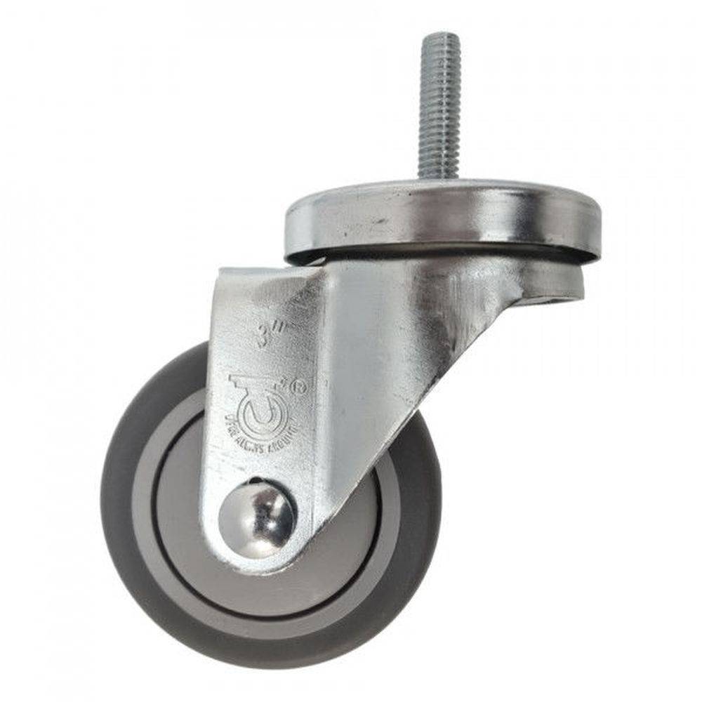 3" x 1-1/4" Thermo-Pro Wheel Threaded Swivel Stem Caster (3/8") - 210 lbs. Cap. - Durable Superior Casters