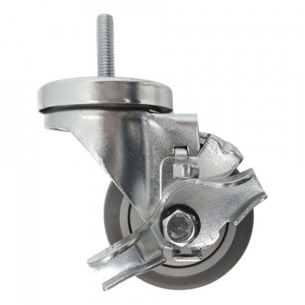 3" x 1-1/4" Thermo-Pro Threaded Swivel Stem Caster, Brake (3/8") 210 lbs. Cap - Durable Superior Casters