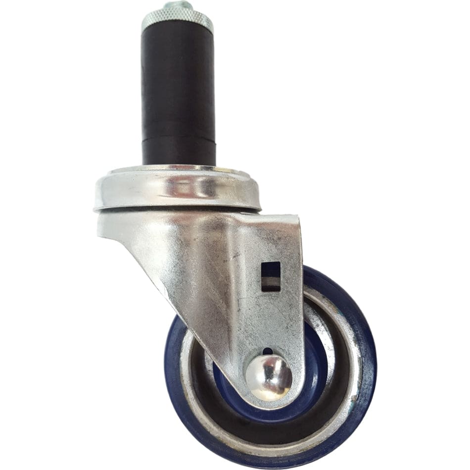 3" x 1-1/4" Polyon Alum. Threaded Swivel Stem Caster, Exp. Adapter, 350 lbs. Capacity - Durable Superior Casters